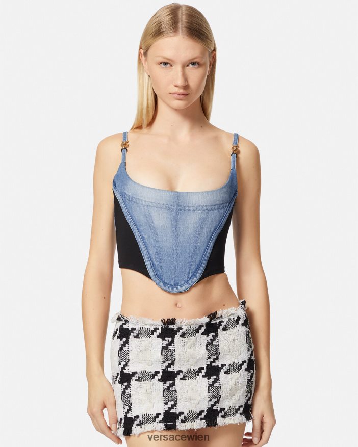 hellblau Denim-Korsett-Oberteil Versace Frauen Kleidung 8N4XJD228