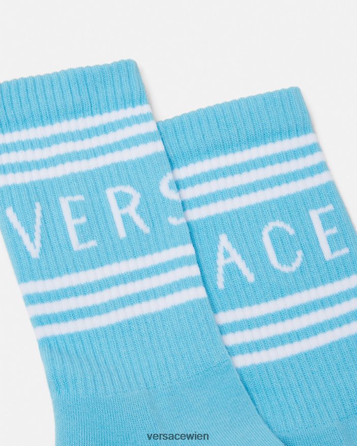 hellblau Socken mit 90er-Jahre-Vintage-Logo Versace Frauen Unterwäsche und Strandbekleidung 8N4XJD1099