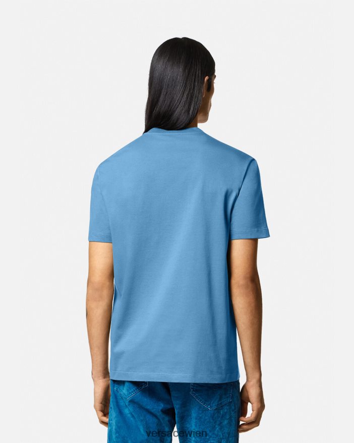 hellblau T-Shirt mit Barocco-Silhouette-Logo Versace Männer Kleidung 8N4XJD1367