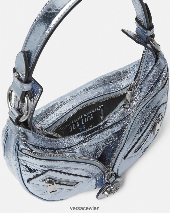 hellblau Wiederholen Sie die kleine Hobo-Tasche aus Metall Versace Frauen Taschen 8N4XJD279