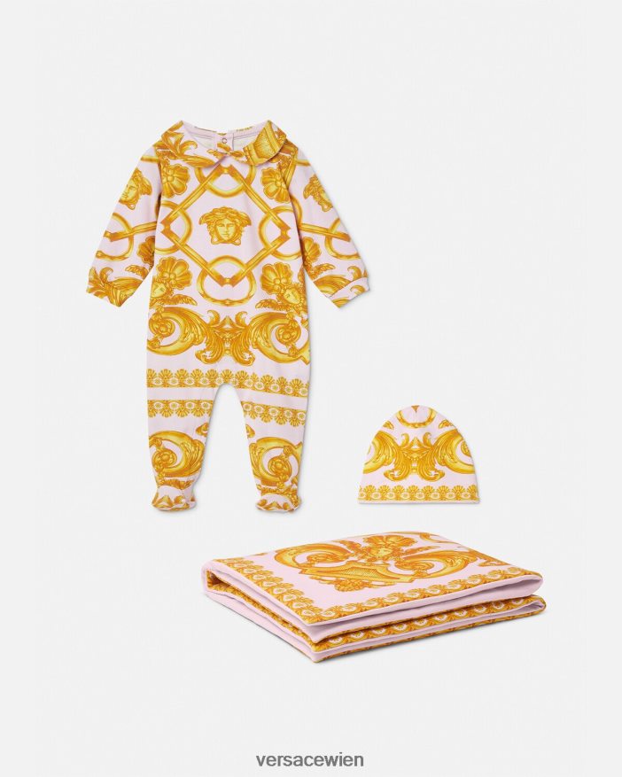 hellrosa und gold Barocco 660 Baby-Schlafanzug-Set Versace Kinder Kleidung 8N4XJD1826
