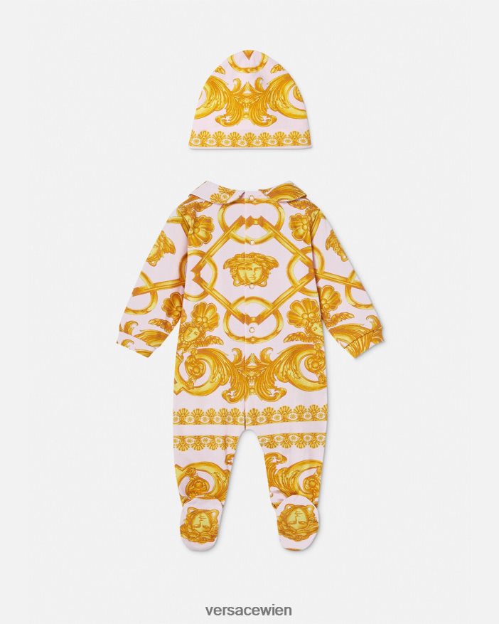 hellrosa und gold Barocco 660 Baby-Schlafanzug-Set Versace Kinder Kleidung 8N4XJD1826