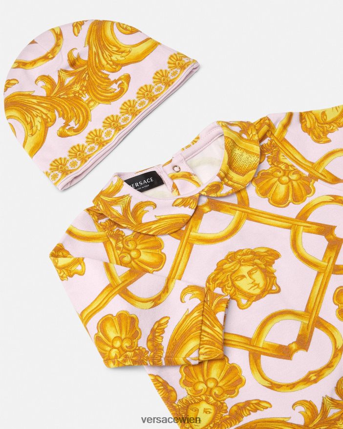 hellrosa und gold Barocco 660 Baby-Schlafanzug-Set Versace Kinder Kleidung 8N4XJD1826