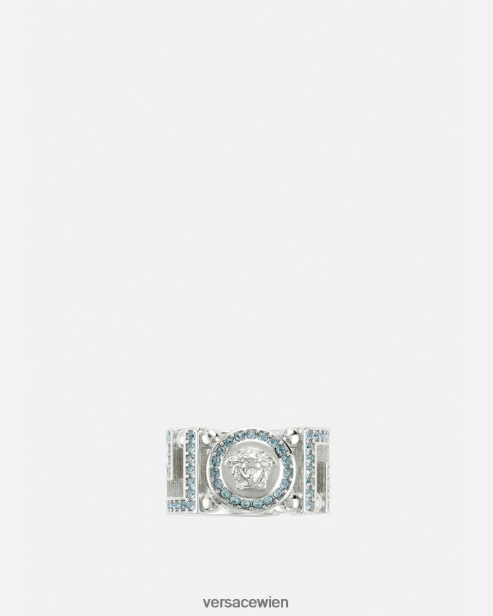Hellblau und Metallic Kristall-Medusa-Greca-Ring Versace Frauen Zubehör 8N4XJD723