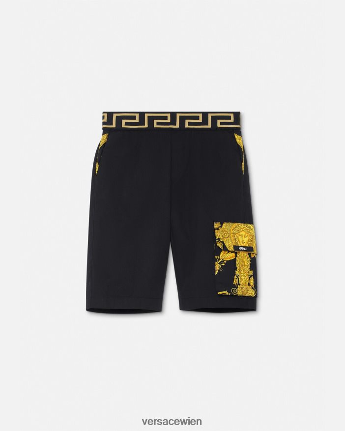 Schwarz maschera barocke Greca-Shorts Versace Kinder Kleidung 8N4XJD2126