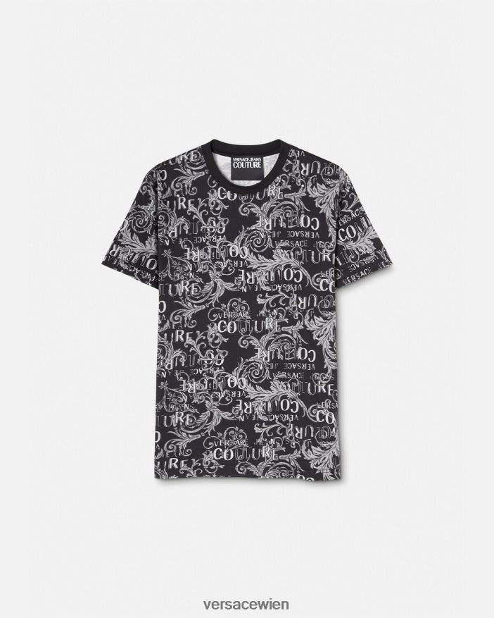 Schwarz & Druck Couture-T-Shirt mit Logo Versace Männer Kleidung 8N4XJD2385