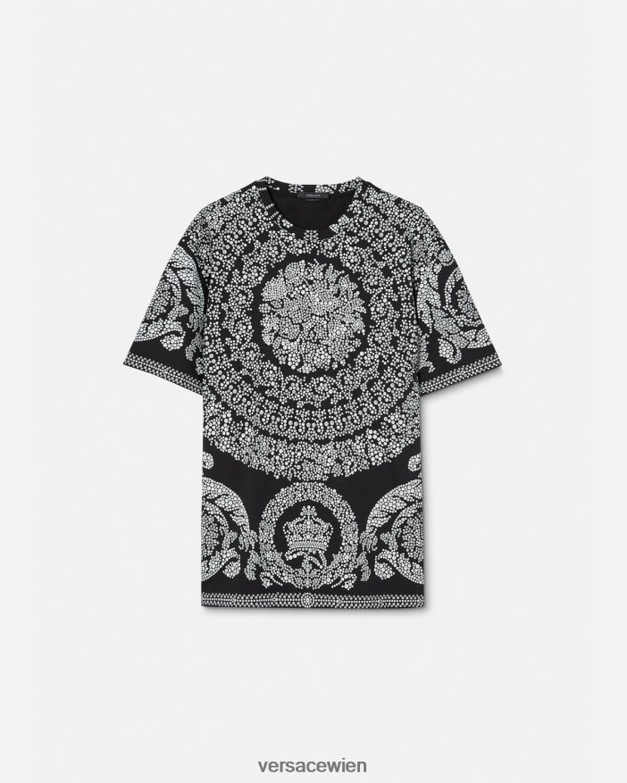 Schwarz T-Shirt mit Barocco-Silhouette Versace Männer Kleidung 8N4XJD1392
