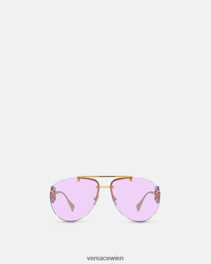 lila Doppelte Medusa-Pilotensonnenbrille Versace Frauen Zubehör 8N4XJD624