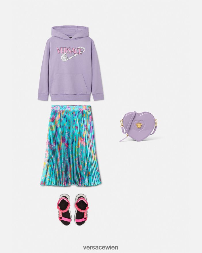 lila Kapuzenpullover mit Sicherheitsnadel Versace Kinder Kleidung 8N4XJD2009