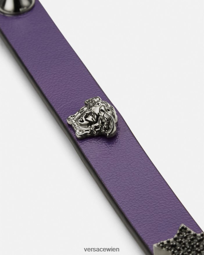 lila Lederhalsband mit Nieten Versace Frauen Zubehör 8N4XJD841