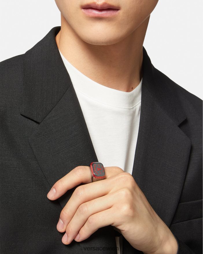 metallisch und rot Ring mit Uni-Logo Versace Männer Zubehör 8N4XJD1698