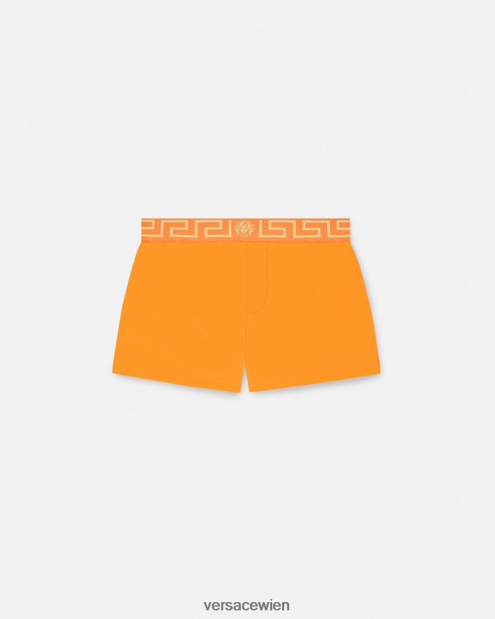 orange Badeshorts mit Greca-Bordüre Versace Männer Unterwäsche und Strandbekleidung 8N4XJD1812
