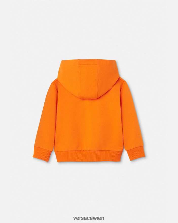 orange Kapuzenpullover für Babys mit Sicherheitsnadel Versace Kinder Kleidung 8N4XJD1918
