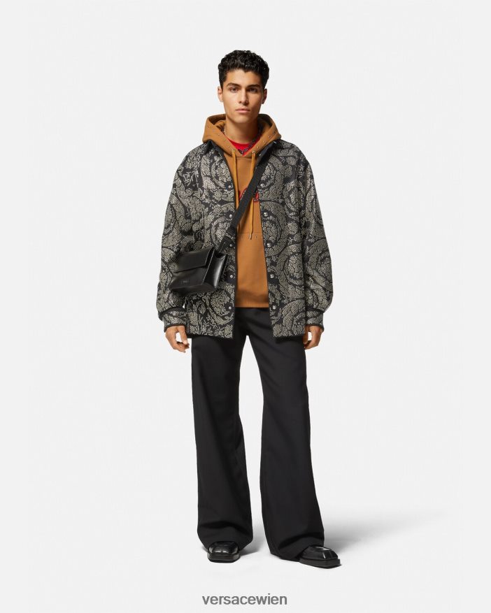 orange Kapuzenpullover mit College-Logo und Nieten Versace Männer Kleidung 8N4XJD1426