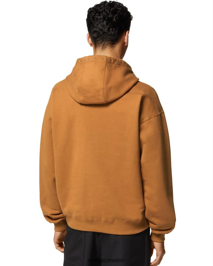 orange Kapuzenpullover mit College-Logo und Nieten Versace Männer Kleidung 8N4XJD1426