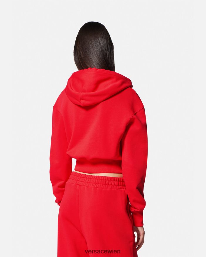 orange Kurzer Kapuzenpullover mit Rosen-Logo Versace Frauen Kleidung 8N4XJD2170