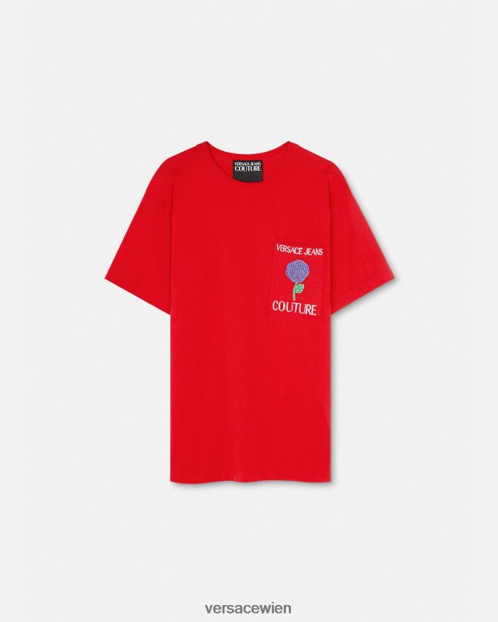 orange T-Shirt mit Rosen-Logo Versace Männer Kleidung 8N4XJD2373
