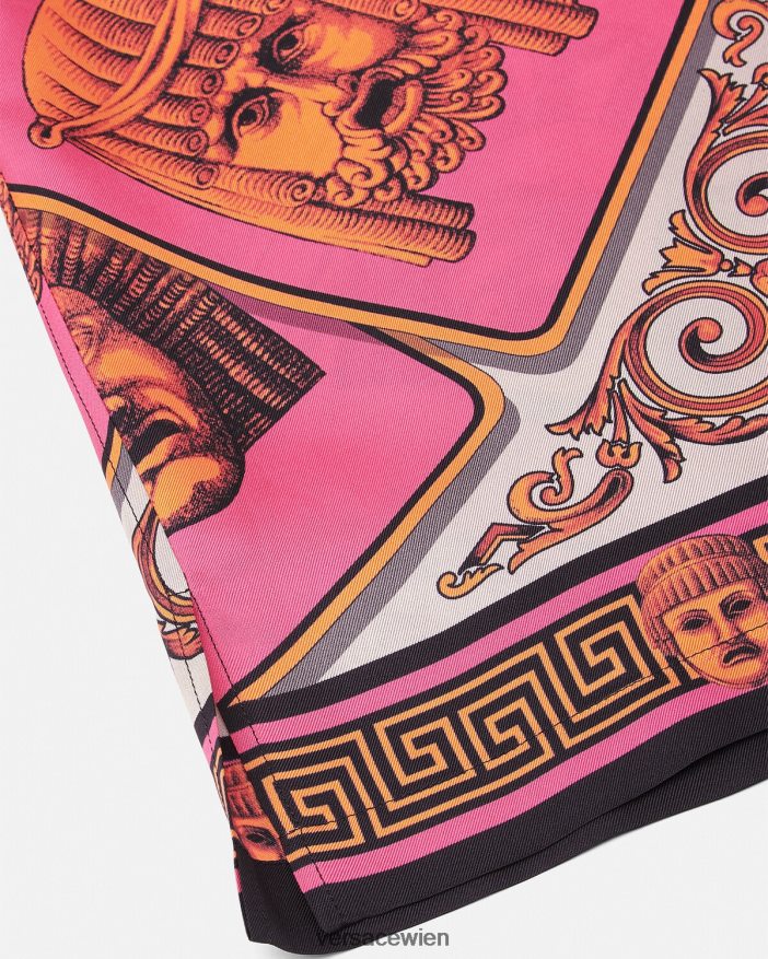 rosa  bedruckt le maschere Seidenhemd Versace Männer Kleidung 8N4XJD1307