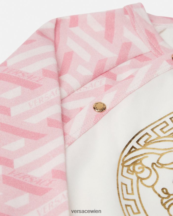 rosa  weiß Baby-Schlafanzug mit Medusa la Greca Versace Kinder Kleidung 8N4XJD1831