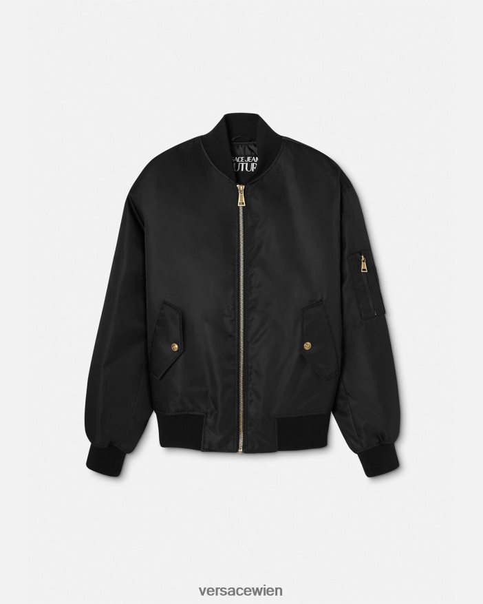 schwarzes Gold Couture-Bomberjacke mit Logo Versace Männer Kleidung 8N4XJD2417