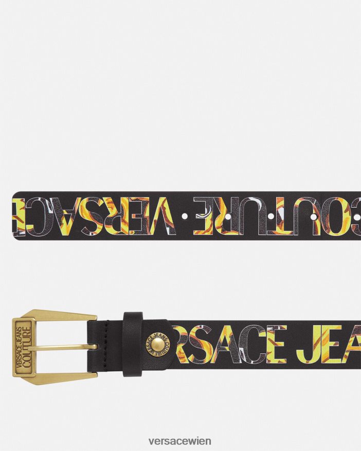 schwarzes Gold Couture-Gürtel mit Logo Versace Männer Zubehör 8N4XJD2498