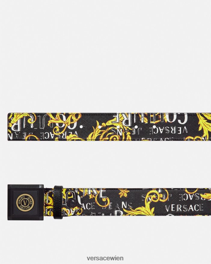 schwarzes Gold Couture-Gürtel mit V-Emblem-Logo Versace Männer Zubehör 8N4XJD2503
