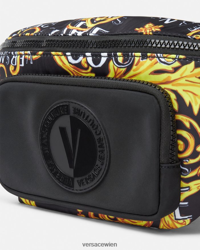 schwarzes Gold Couture-Gürteltasche mit Logo Versace Männer Taschen 8N4XJD2495