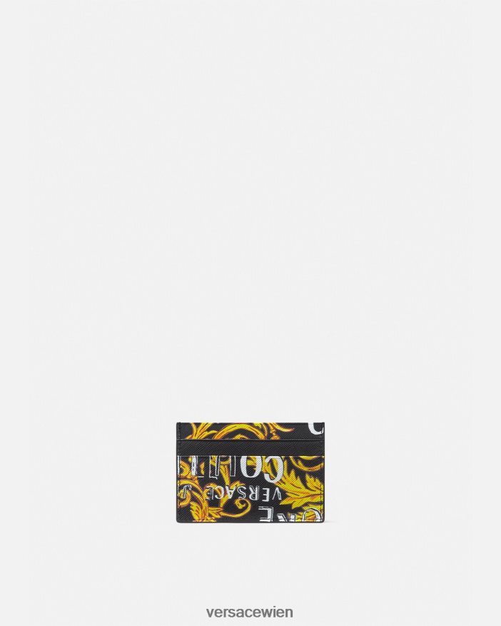 schwarzes Gold Couture-Kartenetui mit Logo Versace Männer Zubehör 8N4XJD2515