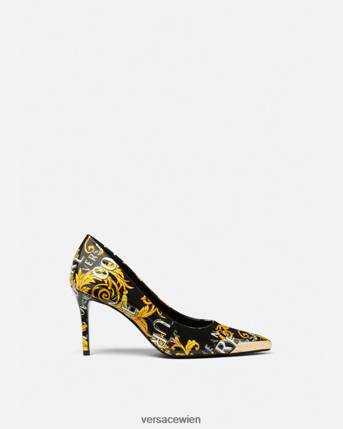 schwarzes Gold Couture-Pumps mit Scarlett-Logo Versace Frauen Schuh 8N4XJD2304
