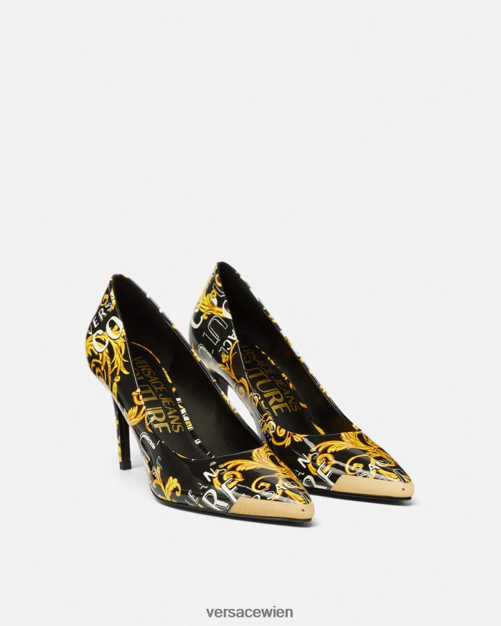 schwarzes Gold Couture-Pumps mit Scarlett-Logo Versace Frauen Schuh 8N4XJD2304