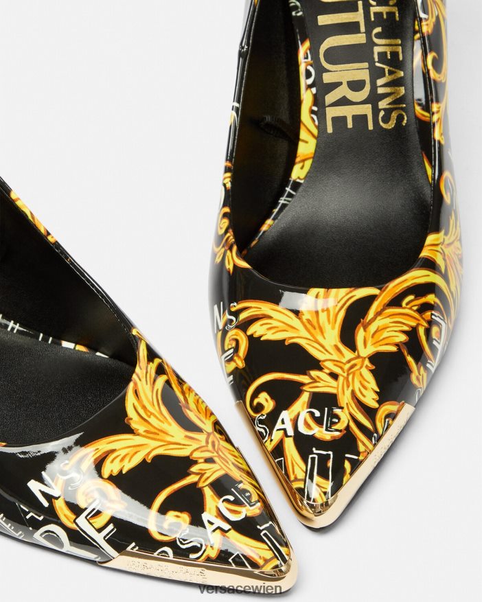 schwarzes Gold Couture-Pumps mit Scarlett-Logo Versace Frauen Schuh 8N4XJD2304
