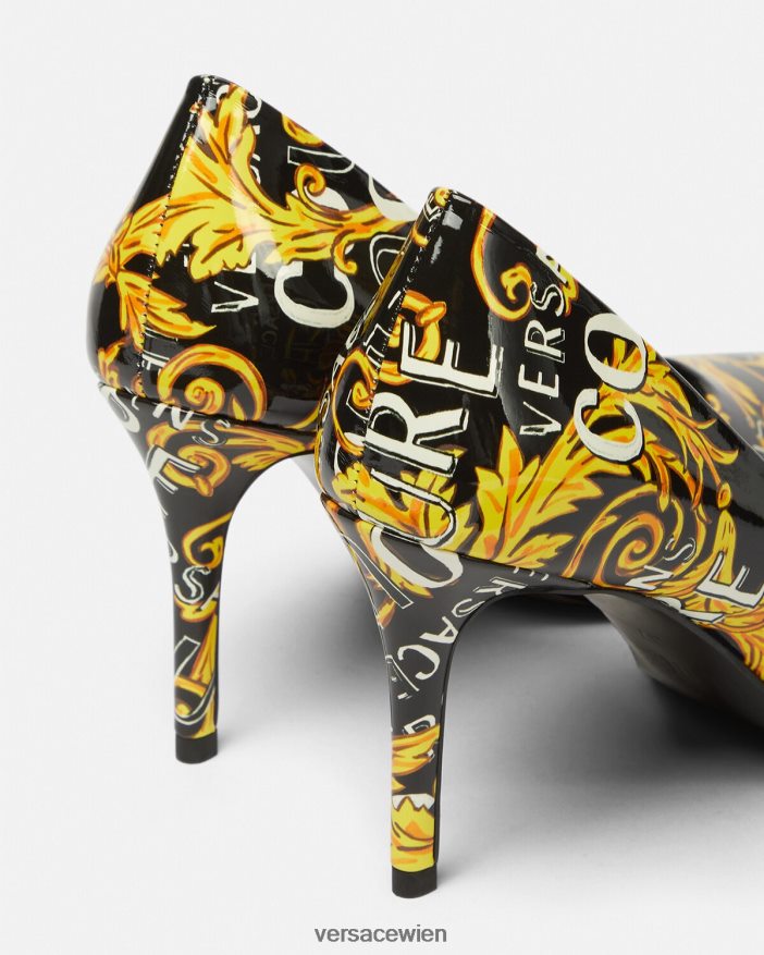 schwarzes Gold Couture-Pumps mit Scarlett-Logo Versace Frauen Schuh 8N4XJD2304