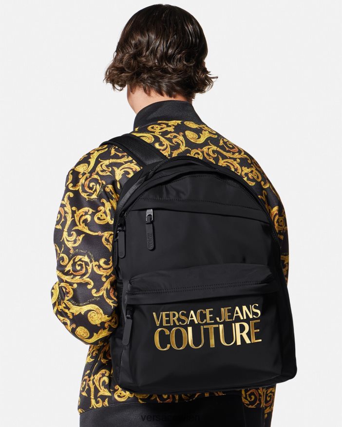 schwarzes Gold Couture-Rucksack mit Logo Versace Männer Zubehör 8N4XJD2492