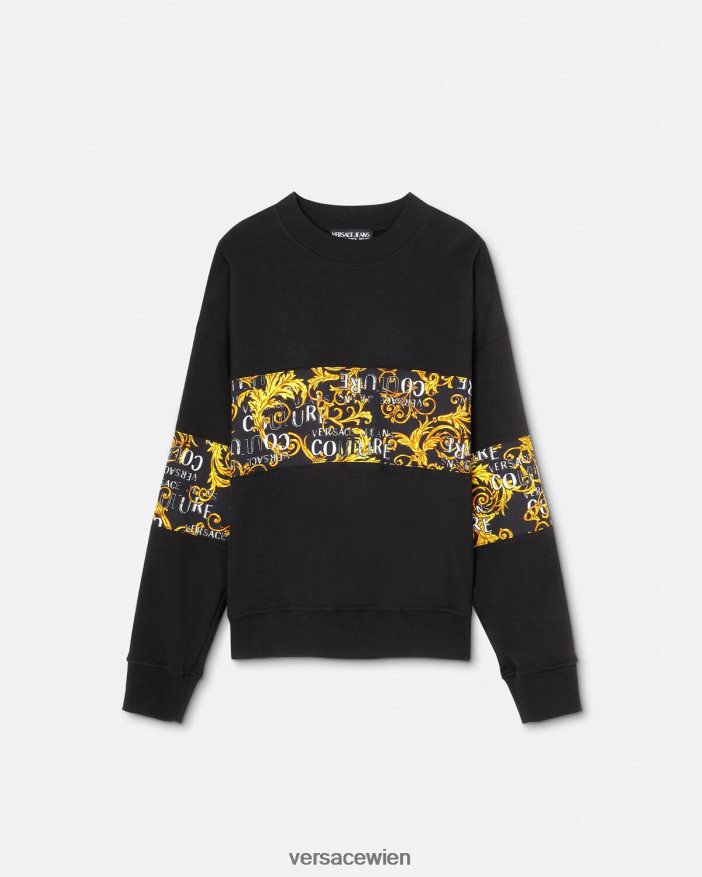 schwarzes Gold Couture-Sweatshirt mit Logo Versace Männer Kleidung 8N4XJD2407