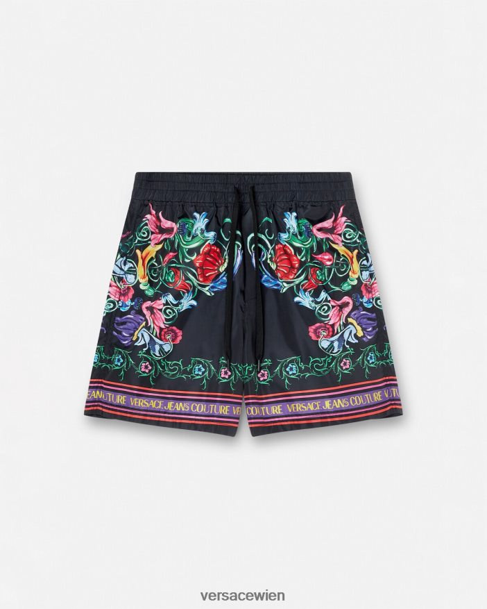 schwarzes Gold Gartenshorts mit V-Emblem Versace Männer Kleidung 8N4XJD2435