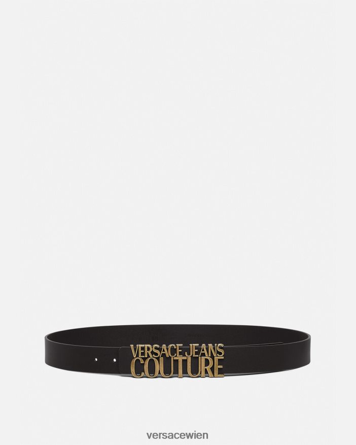 schwarzes Gold Gürtel mit Logo-Schriftzug Versace Männer Zubehör 8N4XJD2478