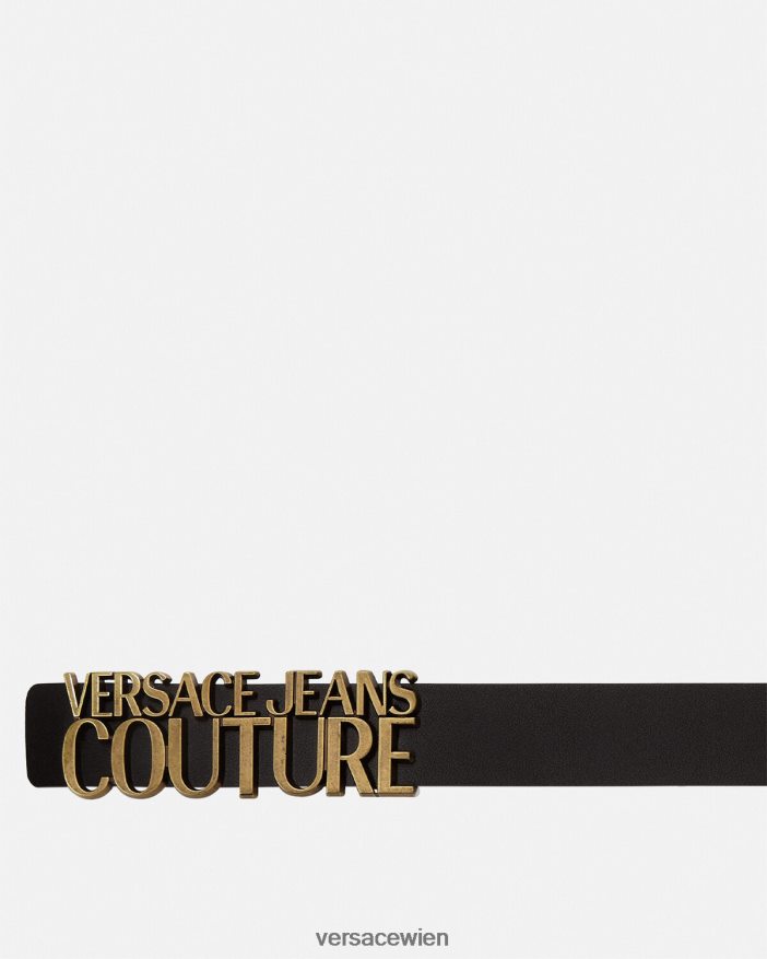 schwarzes Gold Gürtel mit Logo-Schriftzug Versace Männer Zubehör 8N4XJD2478