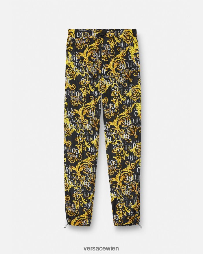 schwarzes Gold Hose mit Logo-Couture-Kordelzug Versace Männer Kleidung 8N4XJD2430