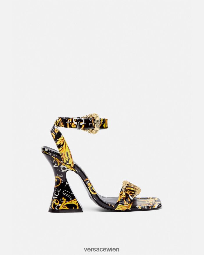 schwarzes Gold Kirsten Logo Couture-Sandalen Versace Frauen Schuh 8N4XJD2292