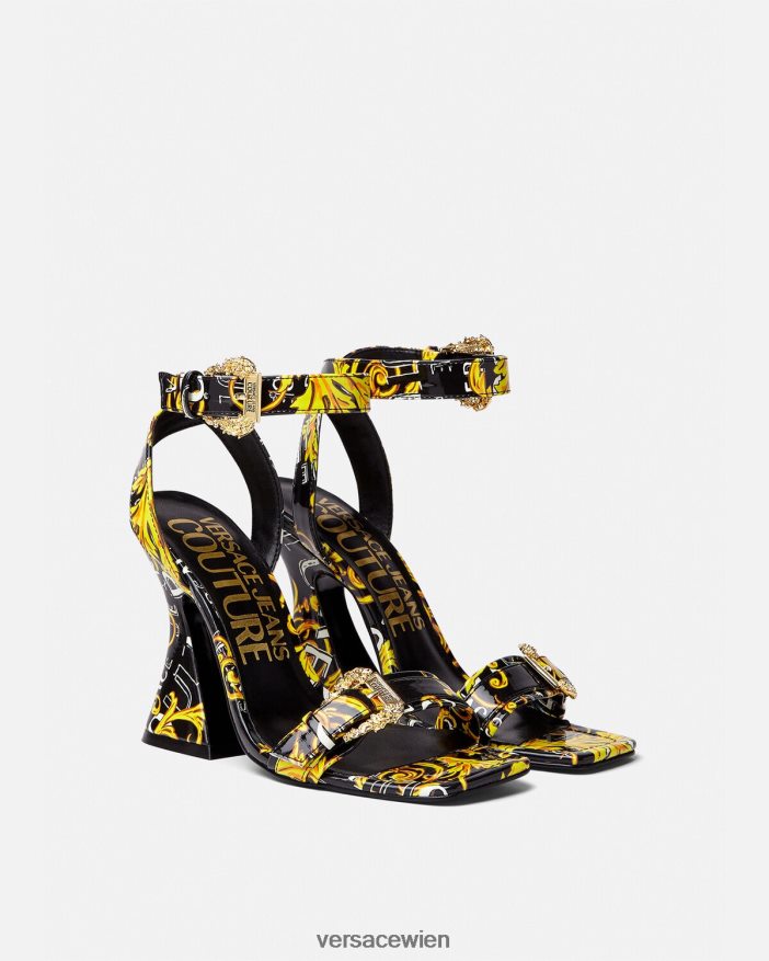 schwarzes Gold Kirsten Logo Couture-Sandalen Versace Frauen Schuh 8N4XJD2292