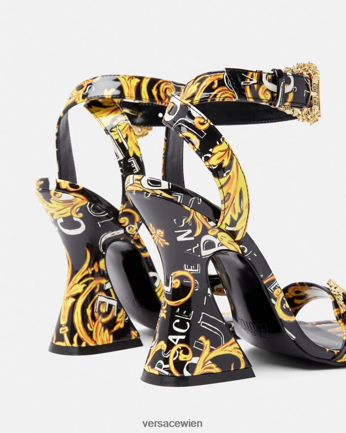 schwarzes Gold Kirsten Logo Couture-Sandalen Versace Frauen Schuh 8N4XJD2292