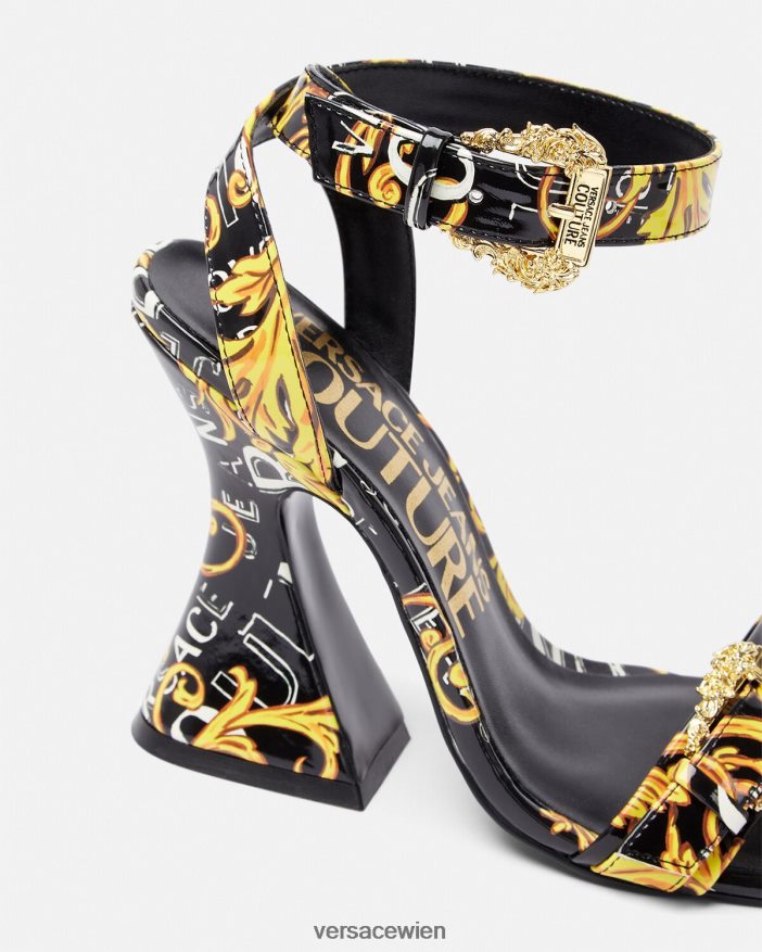 schwarzes Gold Kirsten Logo Couture-Sandalen Versace Frauen Schuh 8N4XJD2292