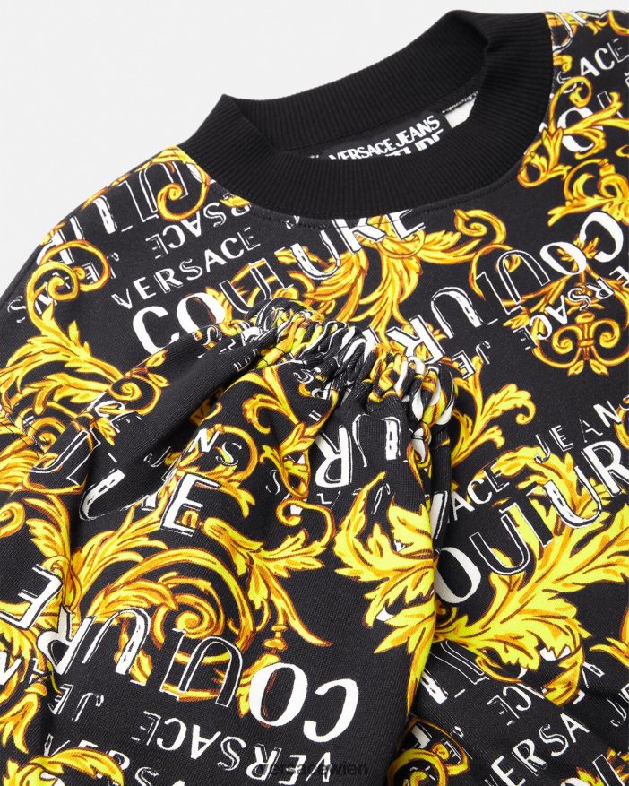 schwarzes Gold Logo-Couture-Crop-Sweatshirt Versace Frauen Kleidung 8N4XJD2224
