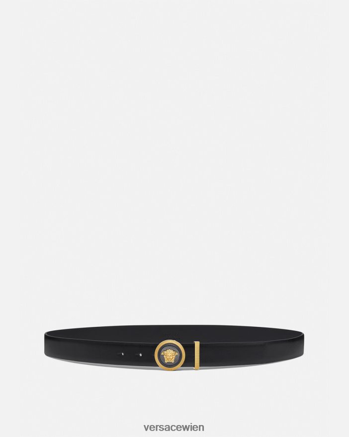 schwarzes Gold Medusa Biggie-Ledergürtel Versace Männer Zubehör 8N4XJD1610