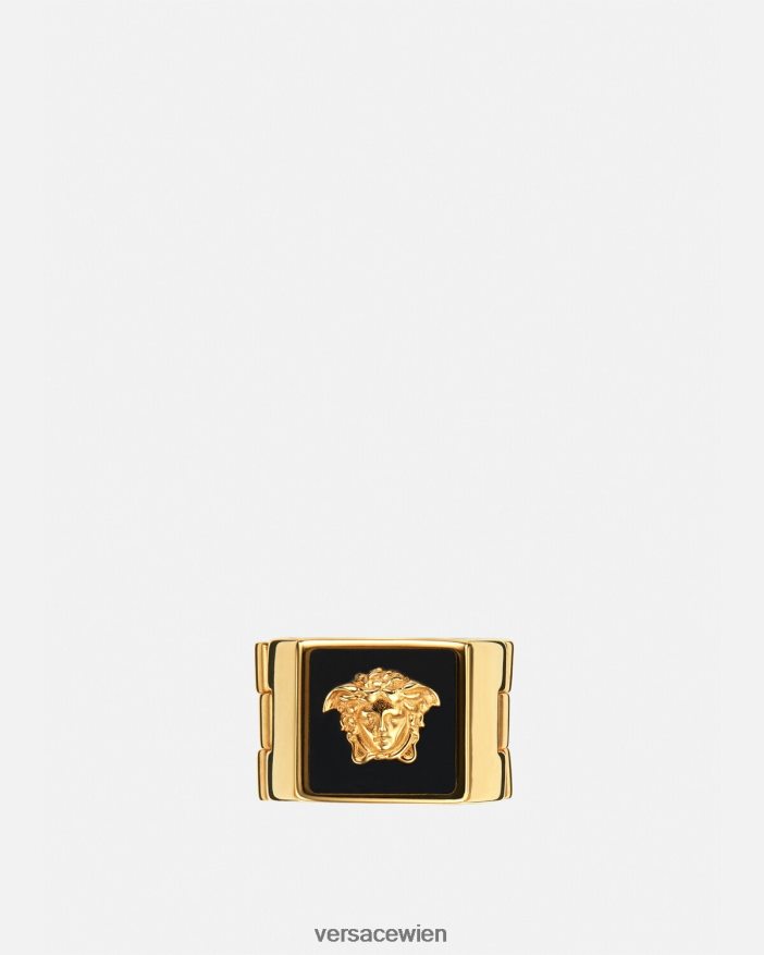 schwarzes Gold Medusa-Emaille-Ring Versace Männer Zubehör 8N4XJD1697