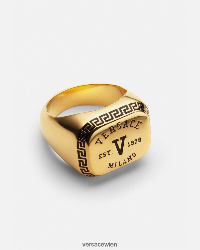 schwarzes Gold Ring mit Uni-Logo Versace Männer Zubehör 8N4XJD1699