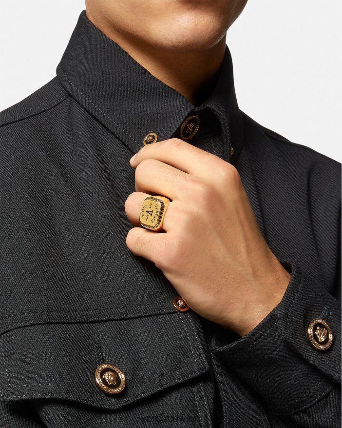 schwarzes Gold Ring mit Uni-Logo Versace Männer Zubehör 8N4XJD1699