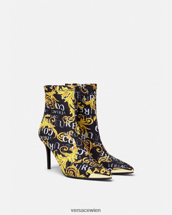 schwarzes Gold Scarlett-Logo-Couture-Stiefel Versace Frauen Schuh 8N4XJD2306