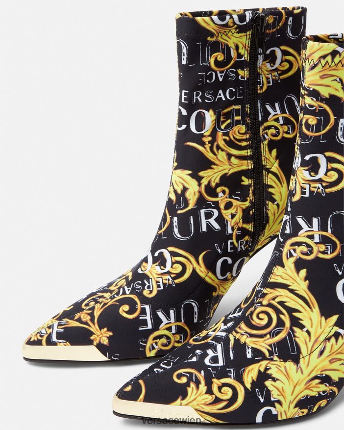 schwarzes Gold Scarlett-Logo-Couture-Stiefel Versace Frauen Schuh 8N4XJD2306