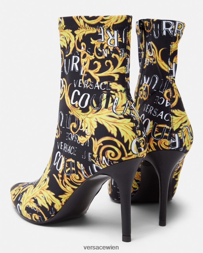 schwarzes Gold Scarlett-Logo-Couture-Stiefel Versace Frauen Schuh 8N4XJD2306